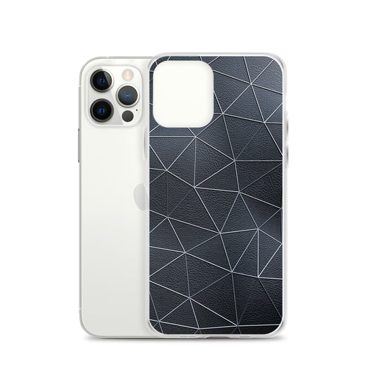 Silver Polygon Black Leather iPhone Clear Thin Case CREATIVETECH