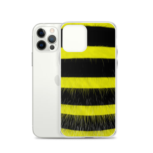 Fluffy Bee Yellow Black iPhone Clear Thin Case CREATIVETECH