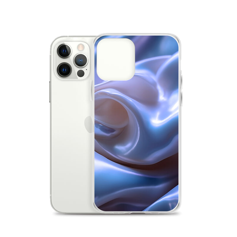 Load image into Gallery viewer, Blue Satin Pearl Cloth iPhone Clear Thin Case CREATIVETECH