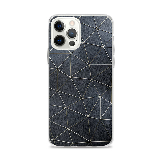 Golden Polygon Black Leather iPhone Clear Thin Case CREATIVETECH