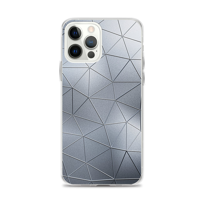 Load image into Gallery viewer, Silver Metal Polygon iPhone Clear Thin Case CREATIVETECH
