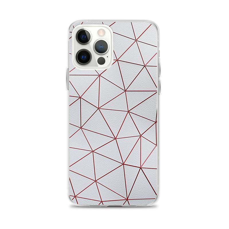 Load image into Gallery viewer, Red Polygon White Leather iPhone Clear Thin Case CREATIVETECH