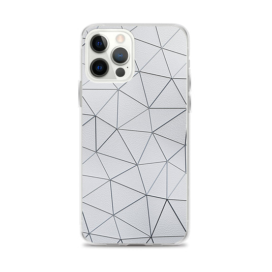 Silver Polygon White Leather iPhone Clear Thin Case CREATIVETECH