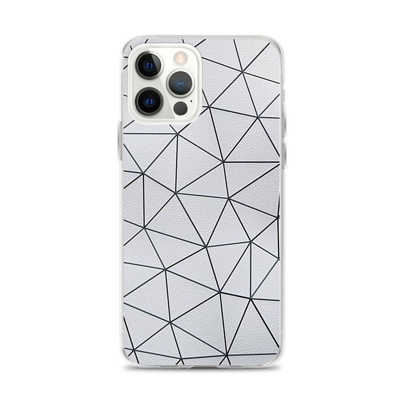 Load image into Gallery viewer, Black Polygon White Leather iPhone Clear Thin Case CREATIVETECH
