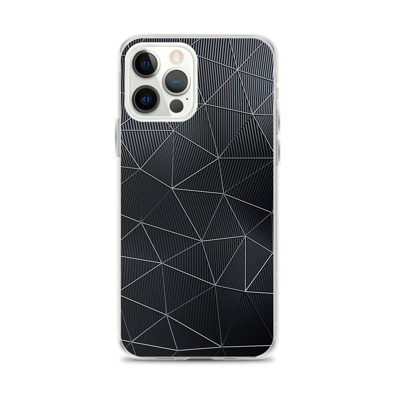 Load image into Gallery viewer, Silver Polygon Carbon Fiber iPhone Clear Thin Case CREATIVETECH
