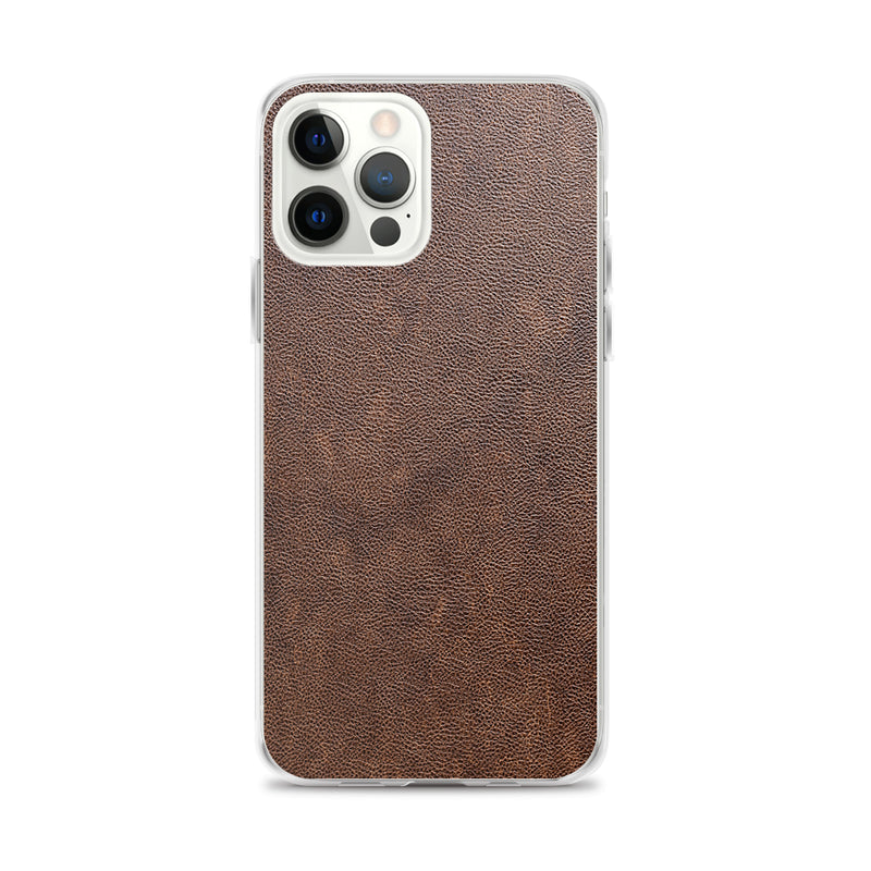 Load image into Gallery viewer, Light Brown Leather iPhone Clear Thin Case CREATIVETECH