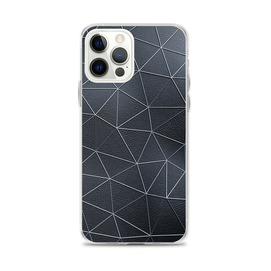 Silver Polygon Black Leather iPhone Clear Thin Case CREATIVETECH