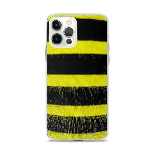 Fluffy Bee Yellow Black iPhone Clear Thin Case CREATIVETECH