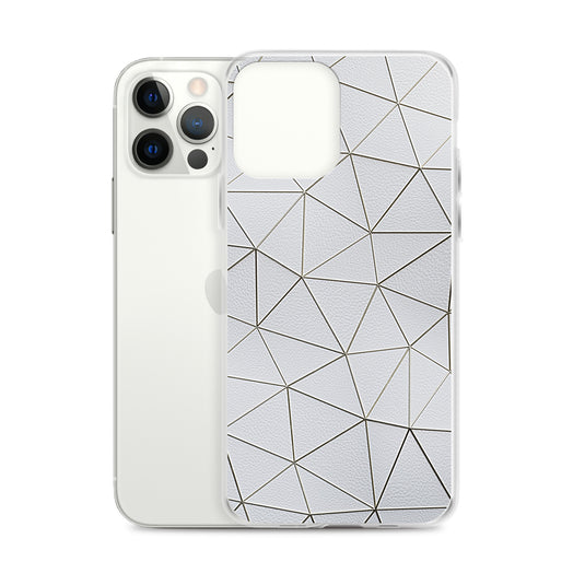 Gold Polygon White Leather iPhone Clear Thin Case CREATIVETECH