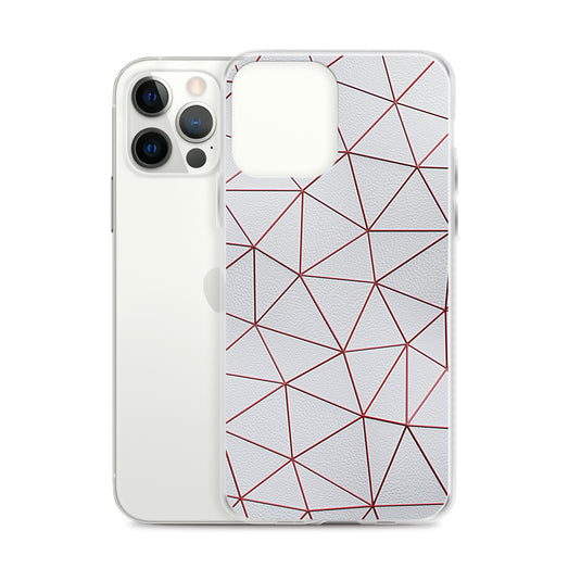 Red Polygon White Leather iPhone Clear Thin Case CREATIVETECH