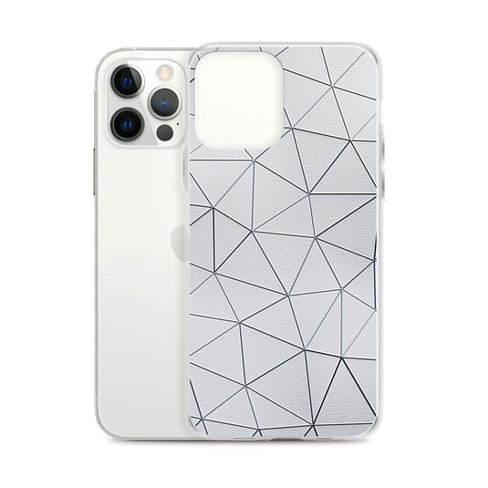 Silver Polygon White Leather iPhone Clear Thin Case CREATIVETECH