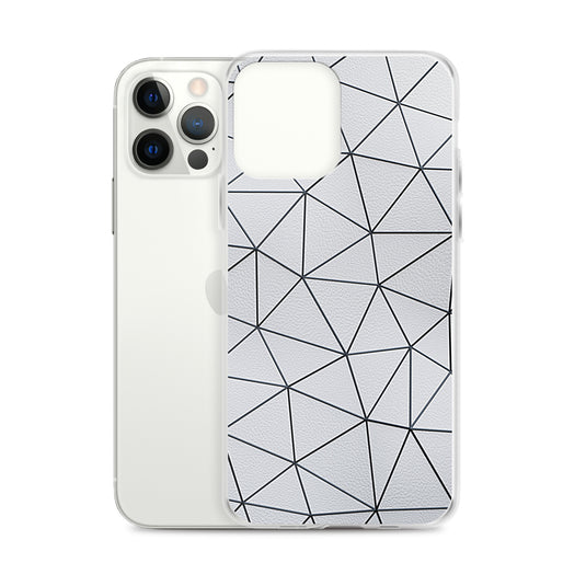 Black Polygon White Leather iPhone Clear Thin Case CREATIVETECH