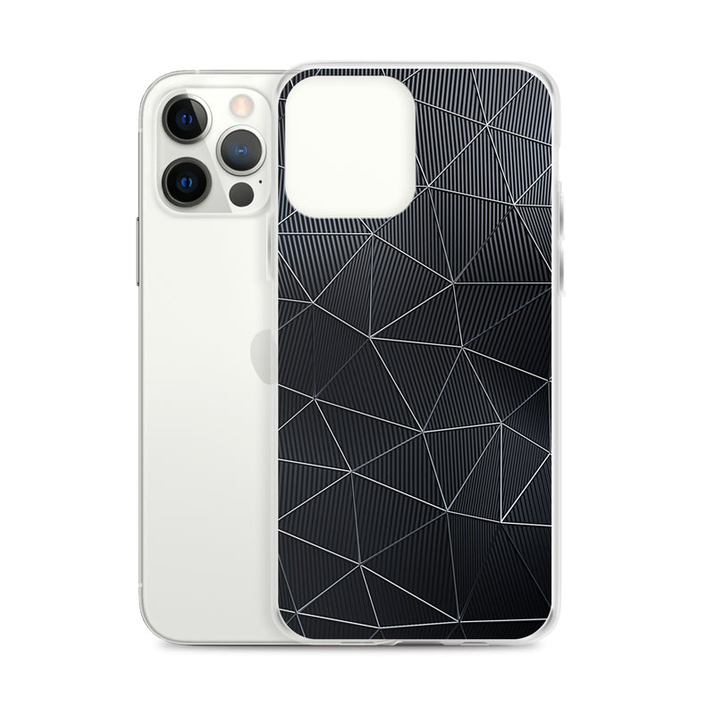 Load image into Gallery viewer, Silver Polygon Carbon Fiber iPhone Clear Thin Case CREATIVETECH
