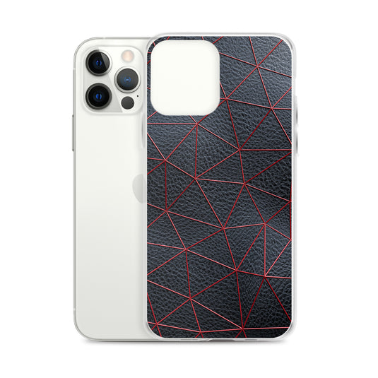 Red Polygon Black Leather iPhone Clear Thin Case CREATIVETECH