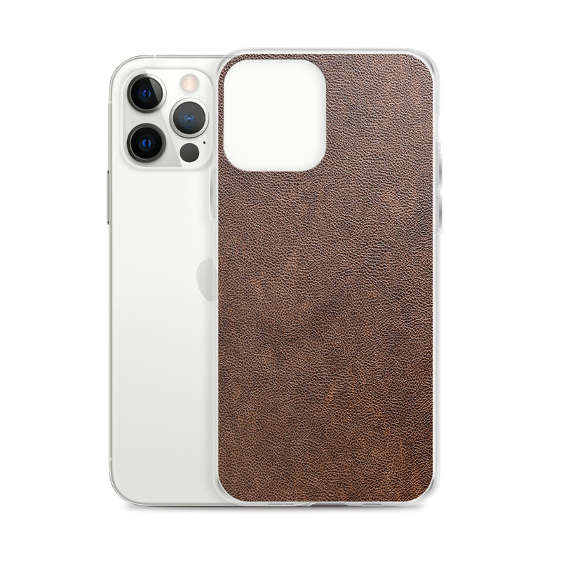 Load image into Gallery viewer, Light Brown Leather iPhone Clear Thin Case CREATIVETECH
