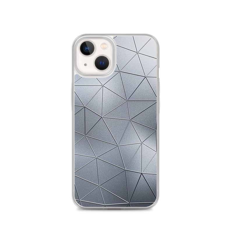 Load image into Gallery viewer, Silver Metal Polygon iPhone Clear Thin Case CREATIVETECH
