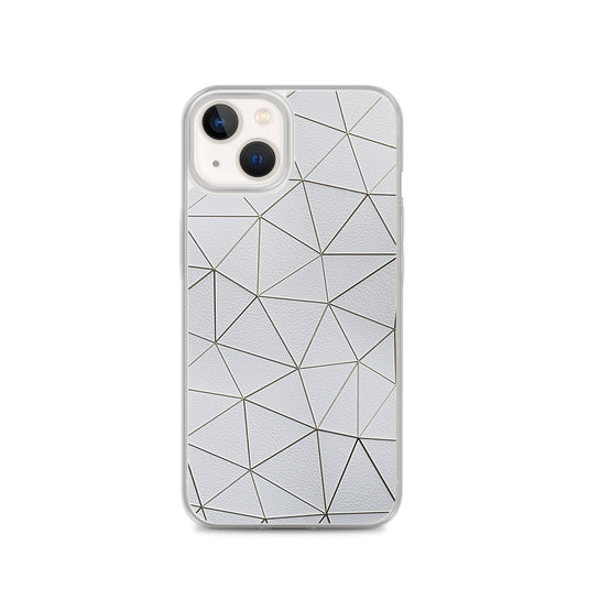 Gold Polygon White Leather iPhone Clear Thin Case CREATIVETECH