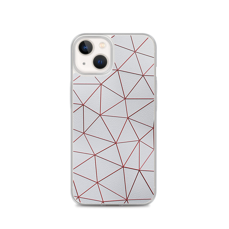 Load image into Gallery viewer, Red Polygon White Leather iPhone Clear Thin Case CREATIVETECH