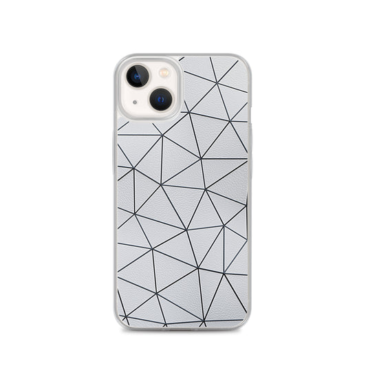 Black Polygon White Leather iPhone Clear Thin Case CREATIVETECH