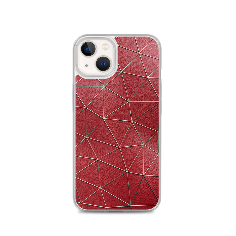 Load image into Gallery viewer, Golden Polygon Red Leather iPhone Clear Thin Case CREATIVETECH
