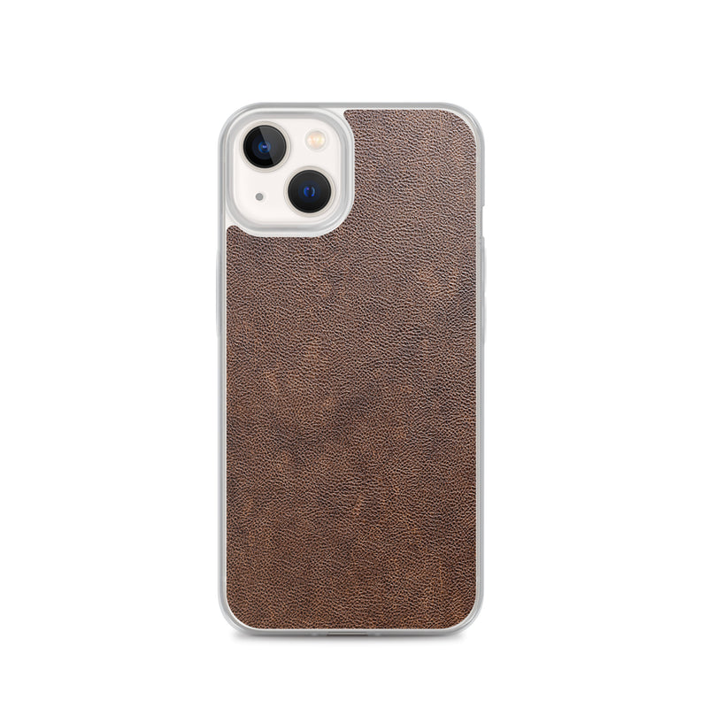 Load image into Gallery viewer, Light Brown Leather iPhone Clear Thin Case CREATIVETECH