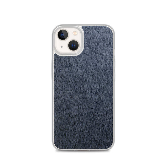 Dark Blue Leather iPhone Clear Thin Case CREATIVETECH
