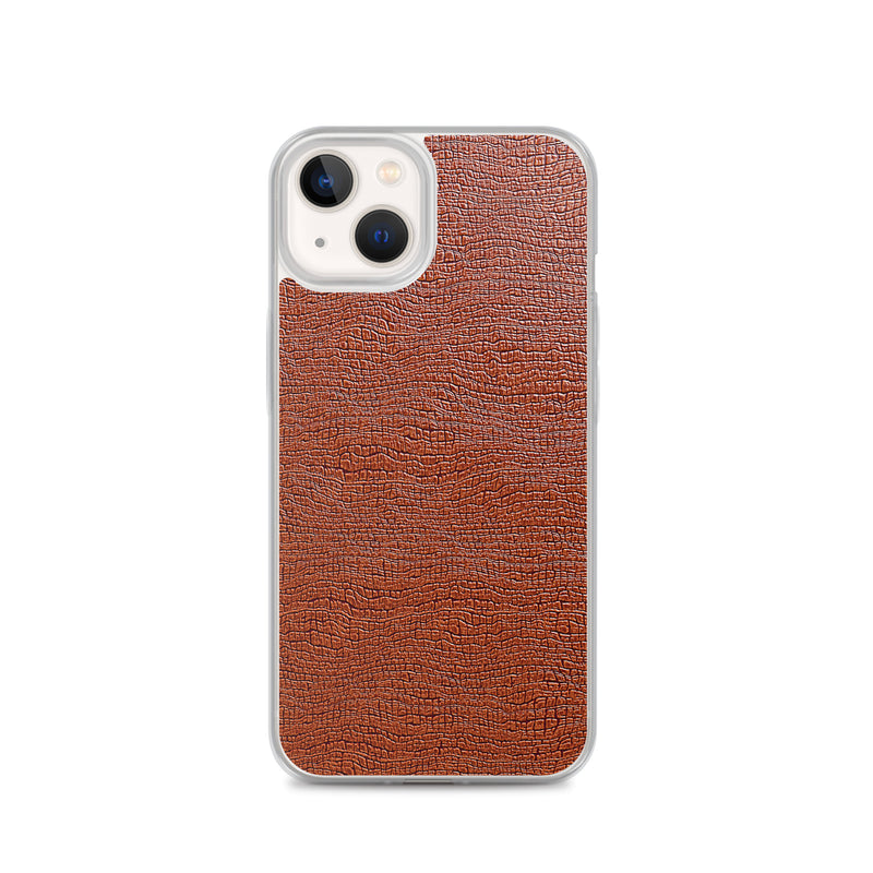 Load image into Gallery viewer, Exotic Brown Leather iPhone Clear Thin Case CREATIVETECH
