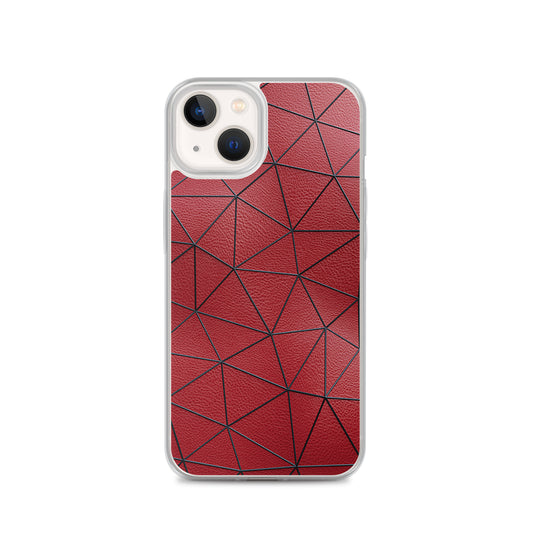 Black Polygon Red Leather iPhone Clear Thin Case CREATIVETECH