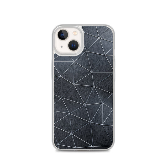 Silver Polygon Black Leather iPhone Clear Thin Case CREATIVETECH