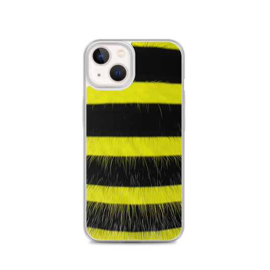 Fluffy Bee Yellow Black iPhone Clear Thin Case CREATIVETECH