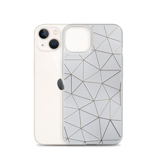 Gold Polygon White Leather iPhone Clear Thin Case CREATIVETECH