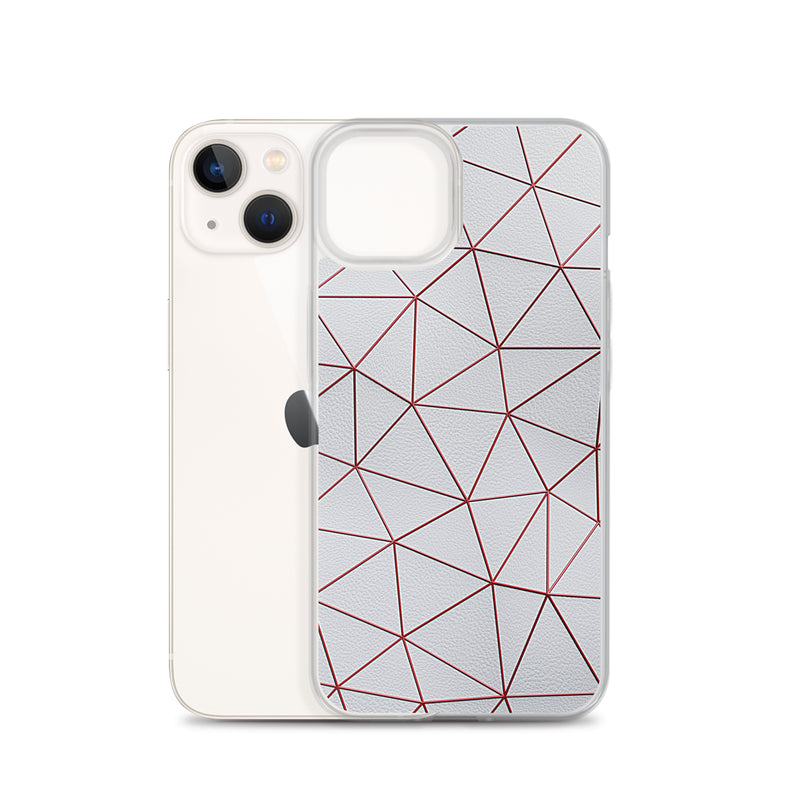 Load image into Gallery viewer, Red Polygon White Leather iPhone Clear Thin Case CREATIVETECH
