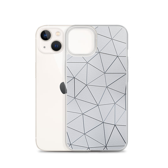 Silver Polygon White Leather iPhone Clear Thin Case CREATIVETECH