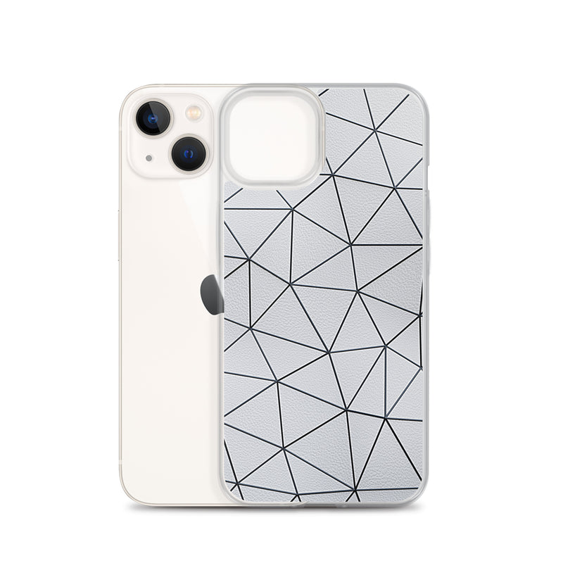 Load image into Gallery viewer, Black Polygon White Leather iPhone Clear Thin Case CREATIVETECH
