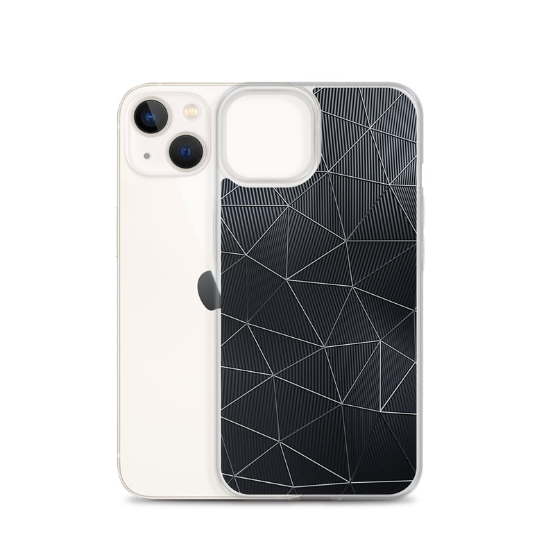 Load image into Gallery viewer, Silver Polygon Carbon Fiber iPhone Clear Thin Case CREATIVETECH
