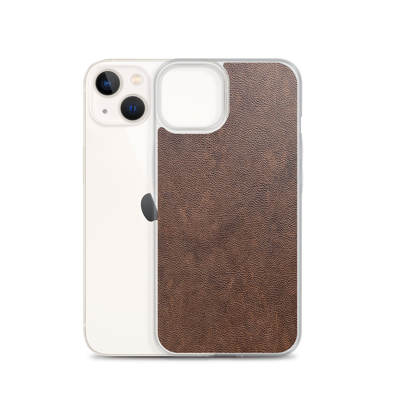 Load image into Gallery viewer, Light Brown Leather iPhone Clear Thin Case CREATIVETECH