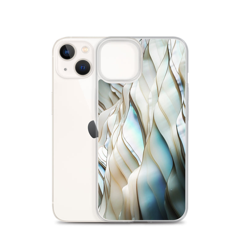 Load image into Gallery viewer, Cream Blue White Pearl iPhone Clear Thin Case CREATIVETECH
