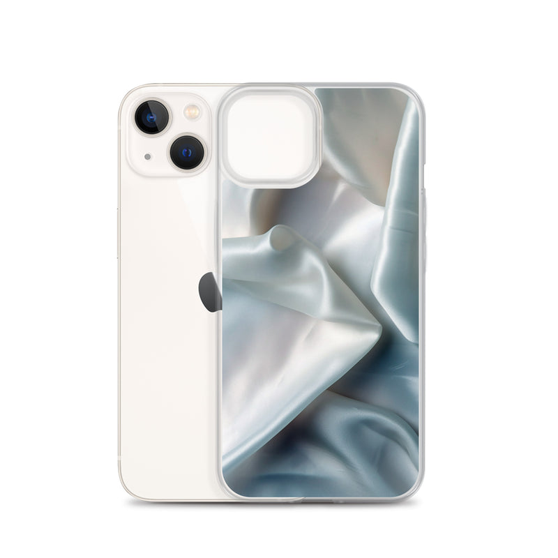 Load image into Gallery viewer, White Satin Pearl Cloth iPhone Clear Thin Case CREATIVETECH
