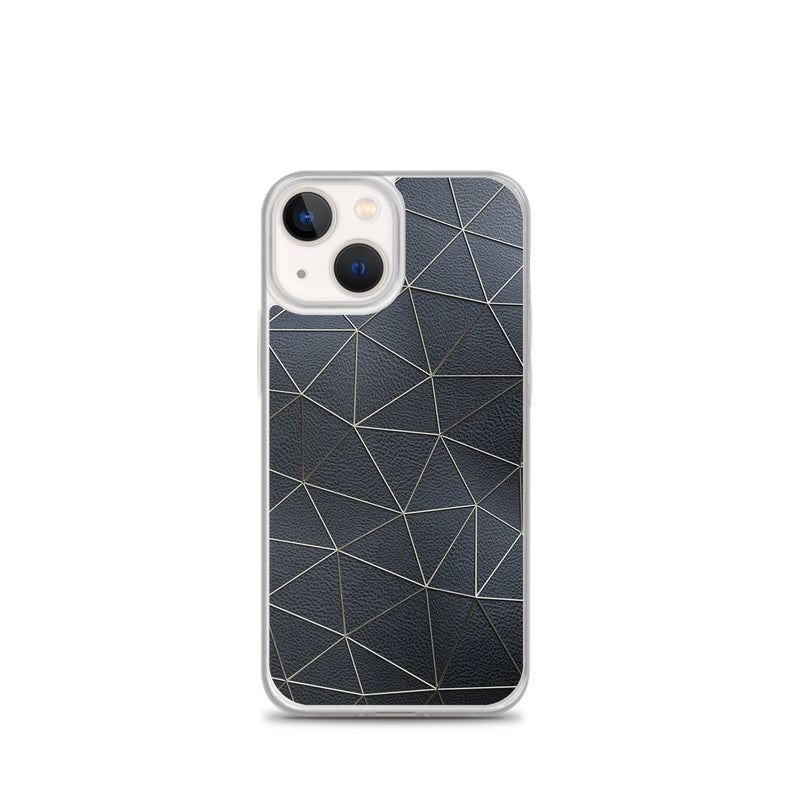 Load image into Gallery viewer, Golden Polygon Black Leather iPhone Clear Thin Case CREATIVETECH
