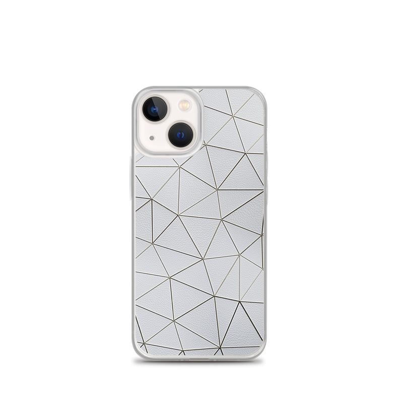 Load image into Gallery viewer, Gold Polygon White Leather iPhone Clear Thin Case CREATIVETECH
