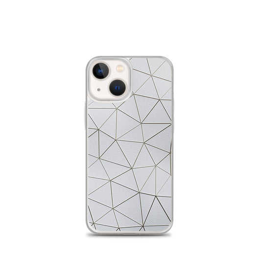 Gold Polygon White Leather iPhone Clear Thin Case CREATIVETECH