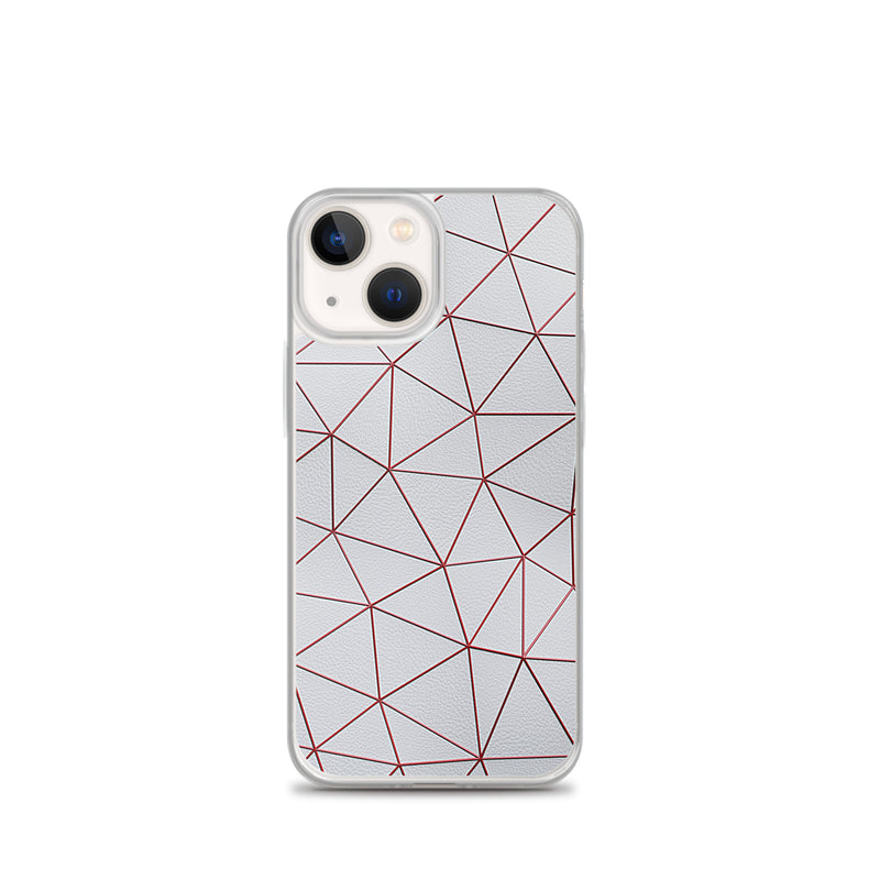 Load image into Gallery viewer, Red Polygon White Leather iPhone Clear Thin Case CREATIVETECH