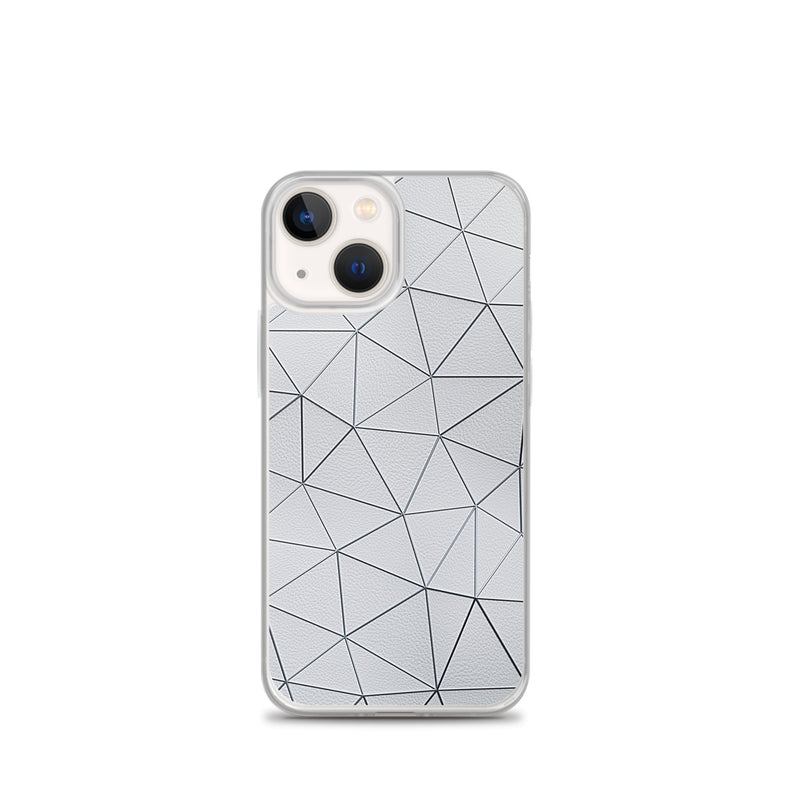 Load image into Gallery viewer, Silver Polygon White Leather iPhone Clear Thin Case CREATIVETECH
