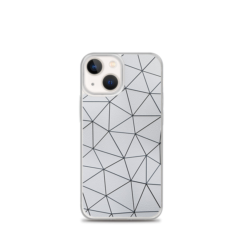 Load image into Gallery viewer, Black Polygon White Leather iPhone Clear Thin Case CREATIVETECH
