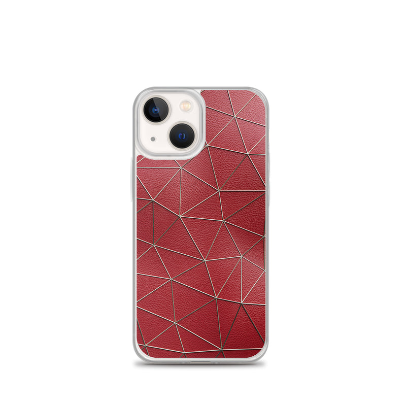 Load image into Gallery viewer, Golden Polygon Red Leather iPhone Clear Thin Case CREATIVETECH
