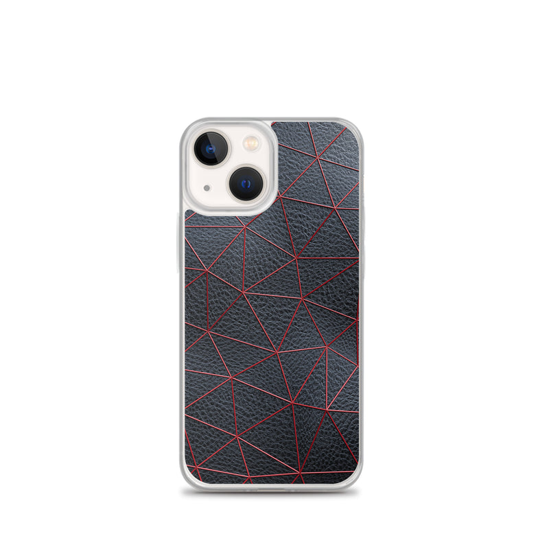 Load image into Gallery viewer, Red Polygon Black Leather iPhone Clear Thin Case CREATIVETECH