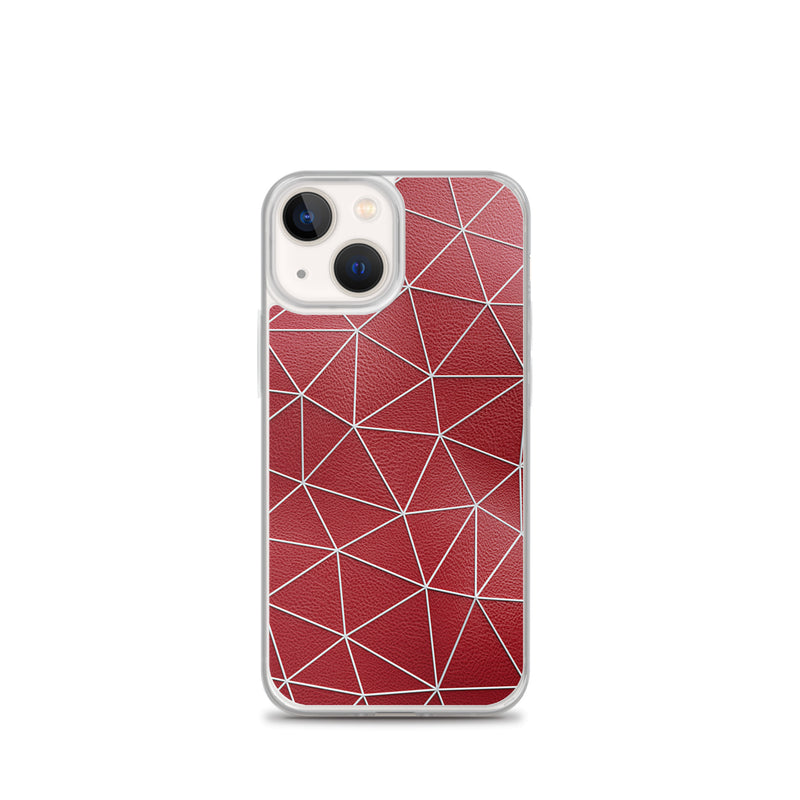 Load image into Gallery viewer, White Polygon Red Leather iPhone Clear Thin Case CREATIVETECH
