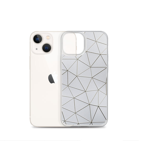 Gold Polygon White Leather iPhone Clear Thin Case CREATIVETECH