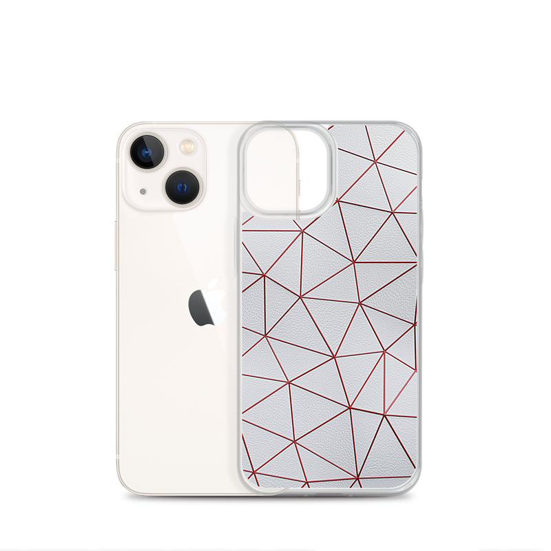 Load image into Gallery viewer, Red Polygon White Leather iPhone Clear Thin Case CREATIVETECH