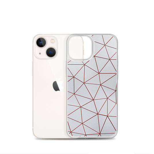 Red Polygon White Leather iPhone Clear Thin Case CREATIVETECH